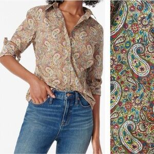 J. Crew Olive Green Slim Perfect Button Down Shirt in Liberty Lee Manor Paisley